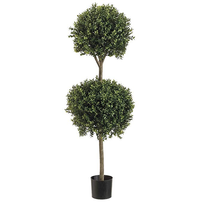 4' Double Ball-shaped Boxwood Topiary in Plastic Pot Two Tone Green | Amazon (US)