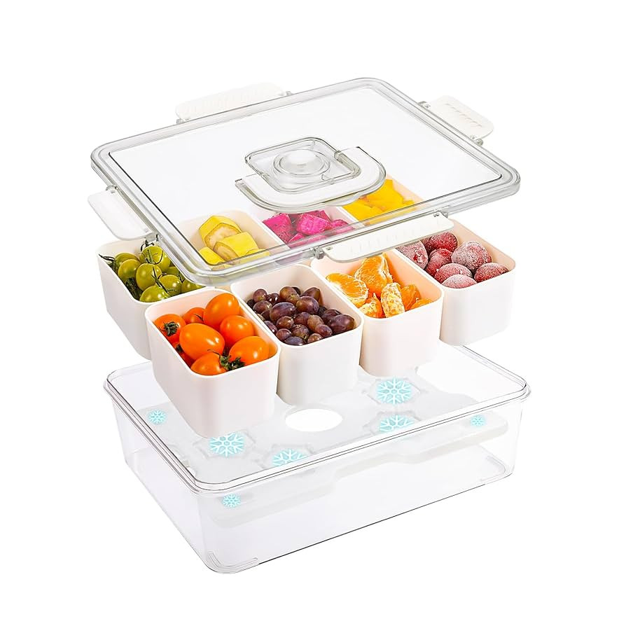 Snackle Box Container, Snack Tray with Lid and Handle, Snacklebox with Reusable Ice Pack, Snackle... | Amazon (US)