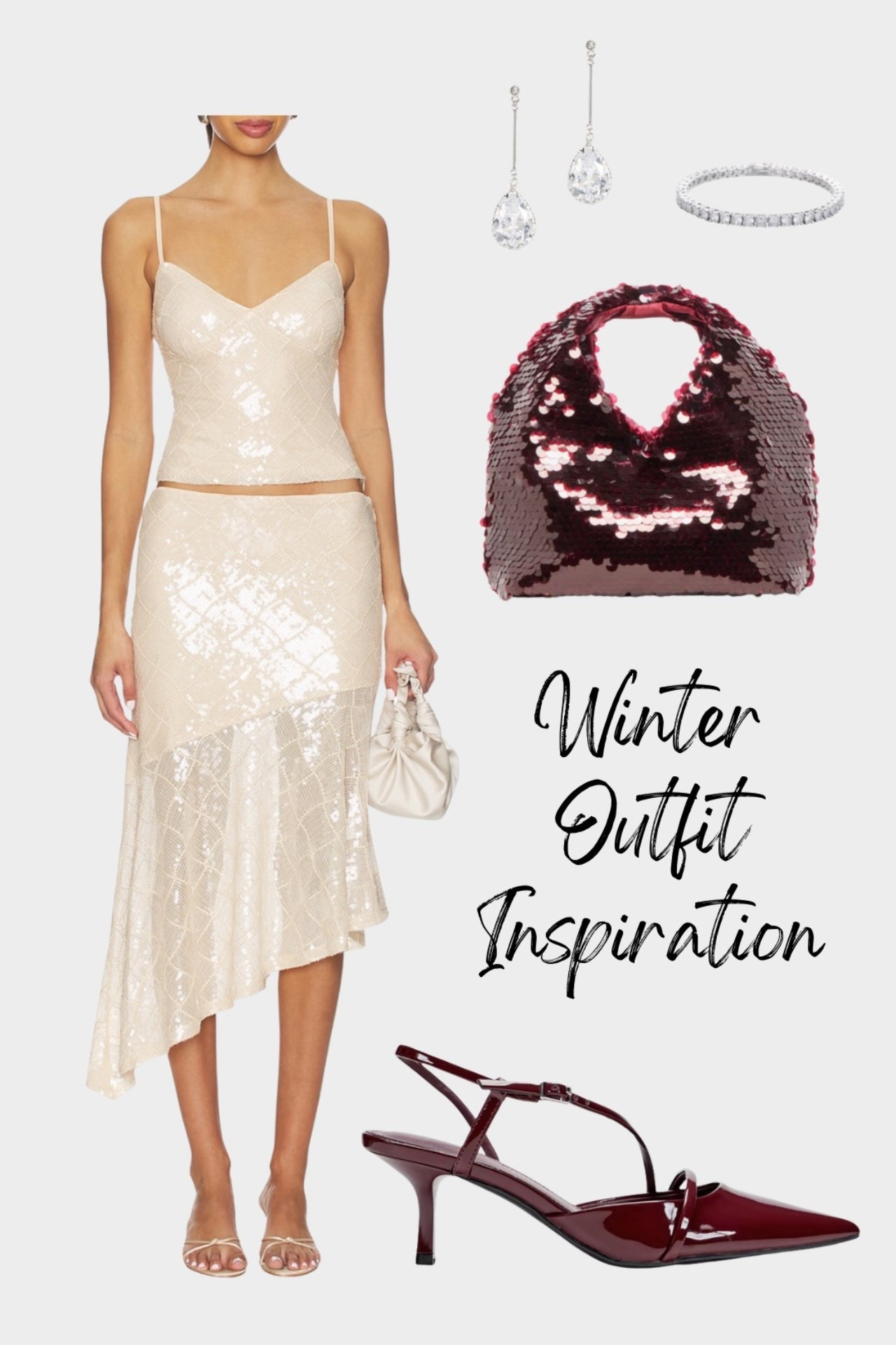 Sequin skirt, sequin set, new years outfit, Christmas party outfit, Christmas party attire, holiday dress, holiday party dress, holiday outfit, maroon heels, burgundy heels, burgundy bag, burgundy purse, nude skirt, beige skirt, beige sequin skirt

#LTKHoliday #LTKSeasonal #LTKFindsUnder100