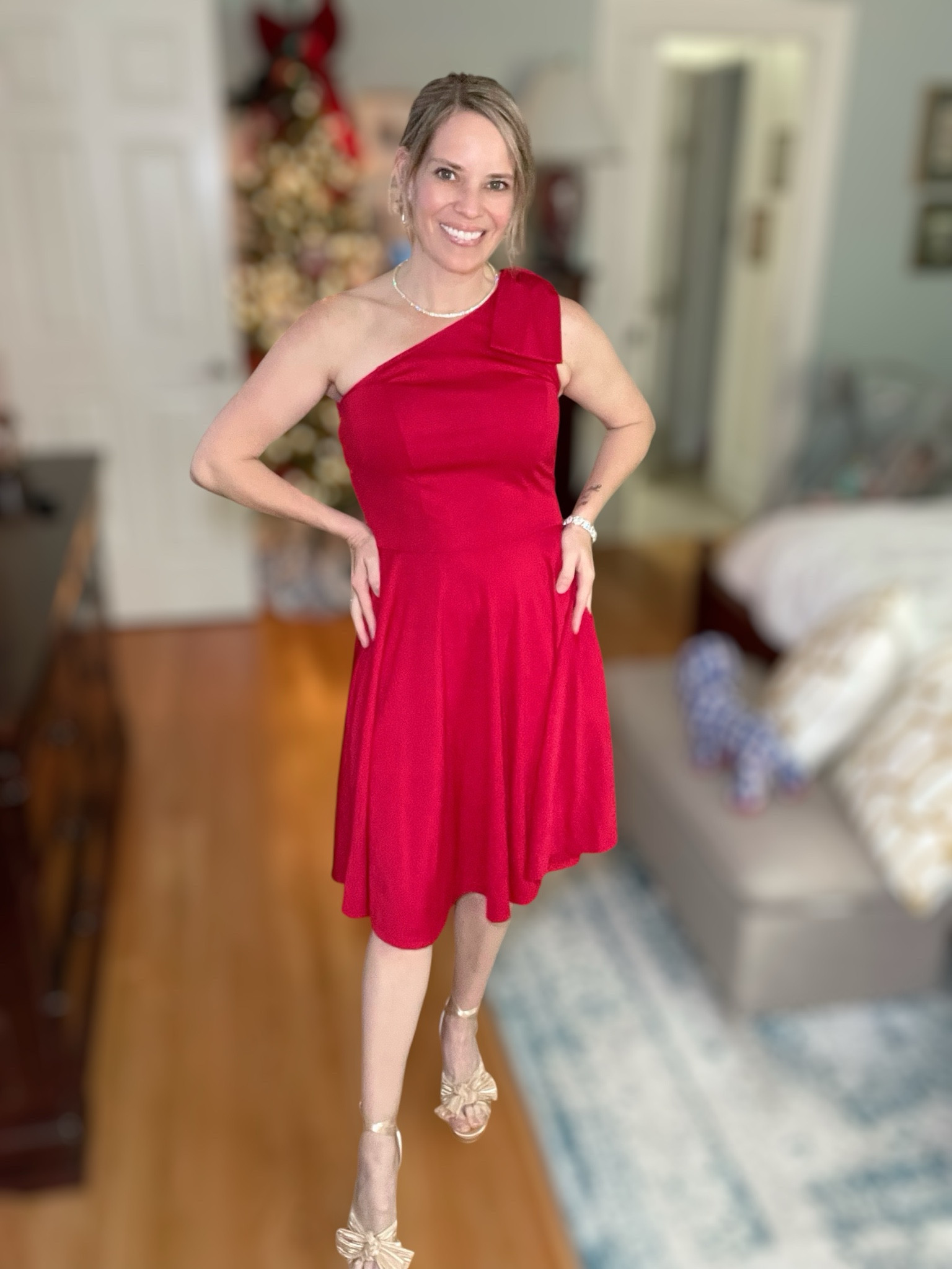 Red dress, cocktail dress, wedding guest dress, one shoulder dress, Christmas dress, party dress 

#LTKHoliday #LTKFindsUnder50 #LTKParties