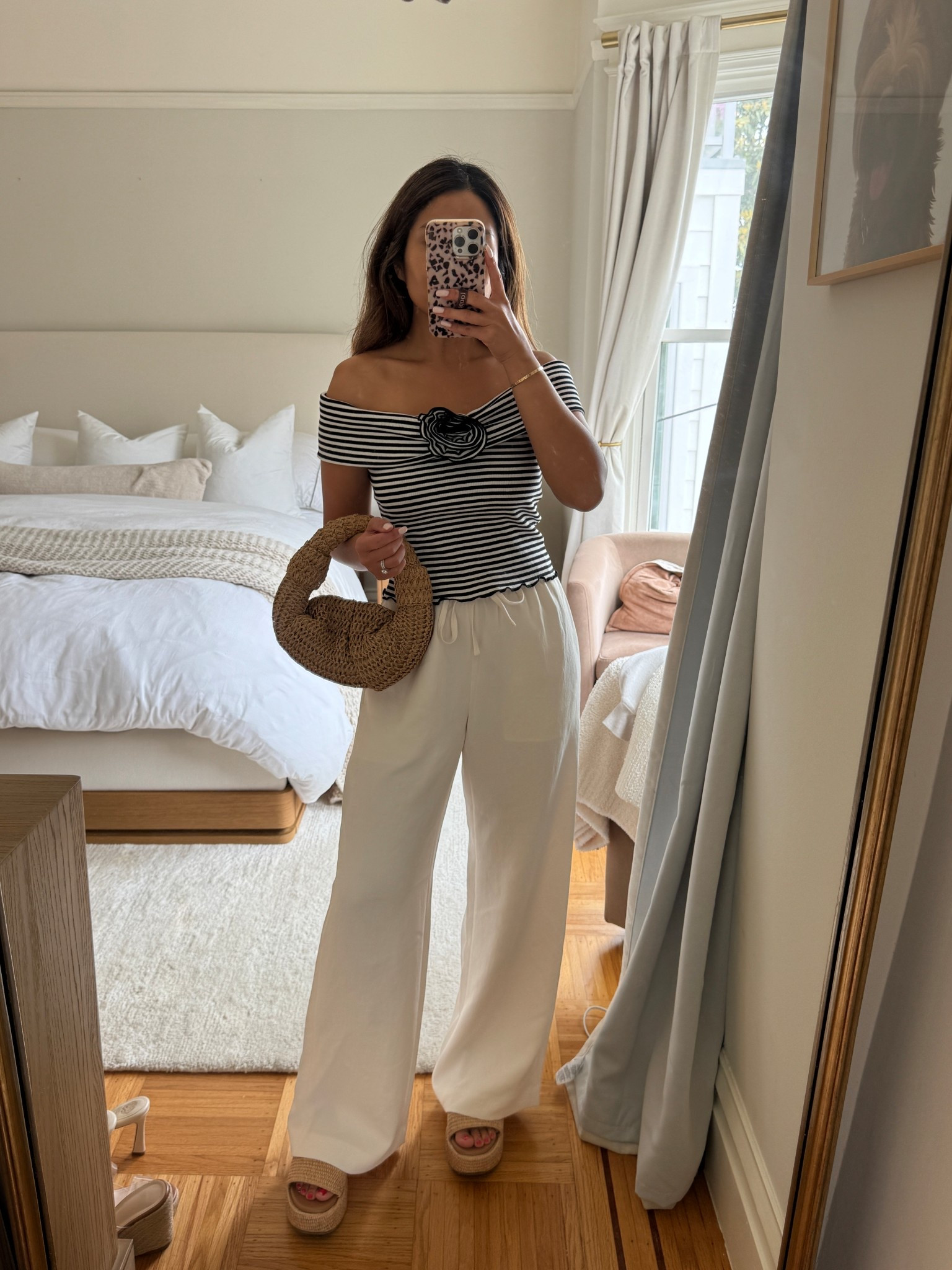 Love this striped OTS top 😍 packing this for Nantucket!!

Sizing:
Top - tts, xs
Pants - sized up, S (a. Little long on me I need a heel still might get these hemmed)
Sandals - tts

#LTKPetite