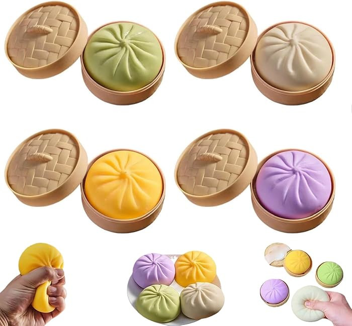 4 PCS Big Glitter Dumpling,Dumpling Squishy, Rainbow Dumplings, Cute Anxiety Relief Fidget, Soft ... | Amazon (US)