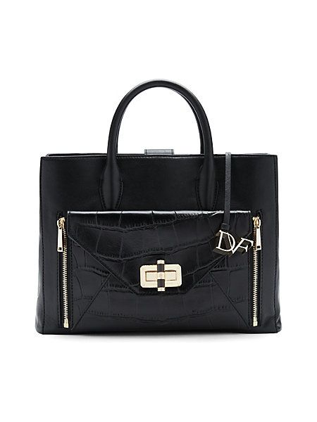 Secret Agent Large Leather and Croc Tote | DVF