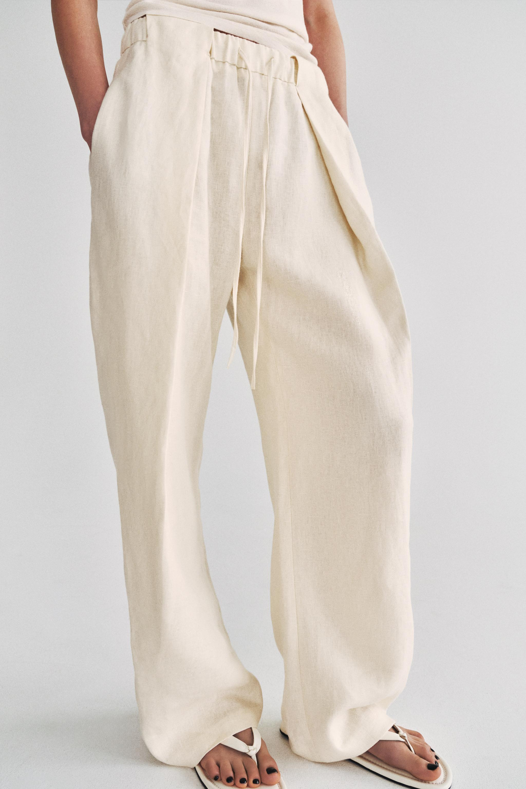 100% LINEN PLEATED PANTS ZW COLLECTION | Zara US