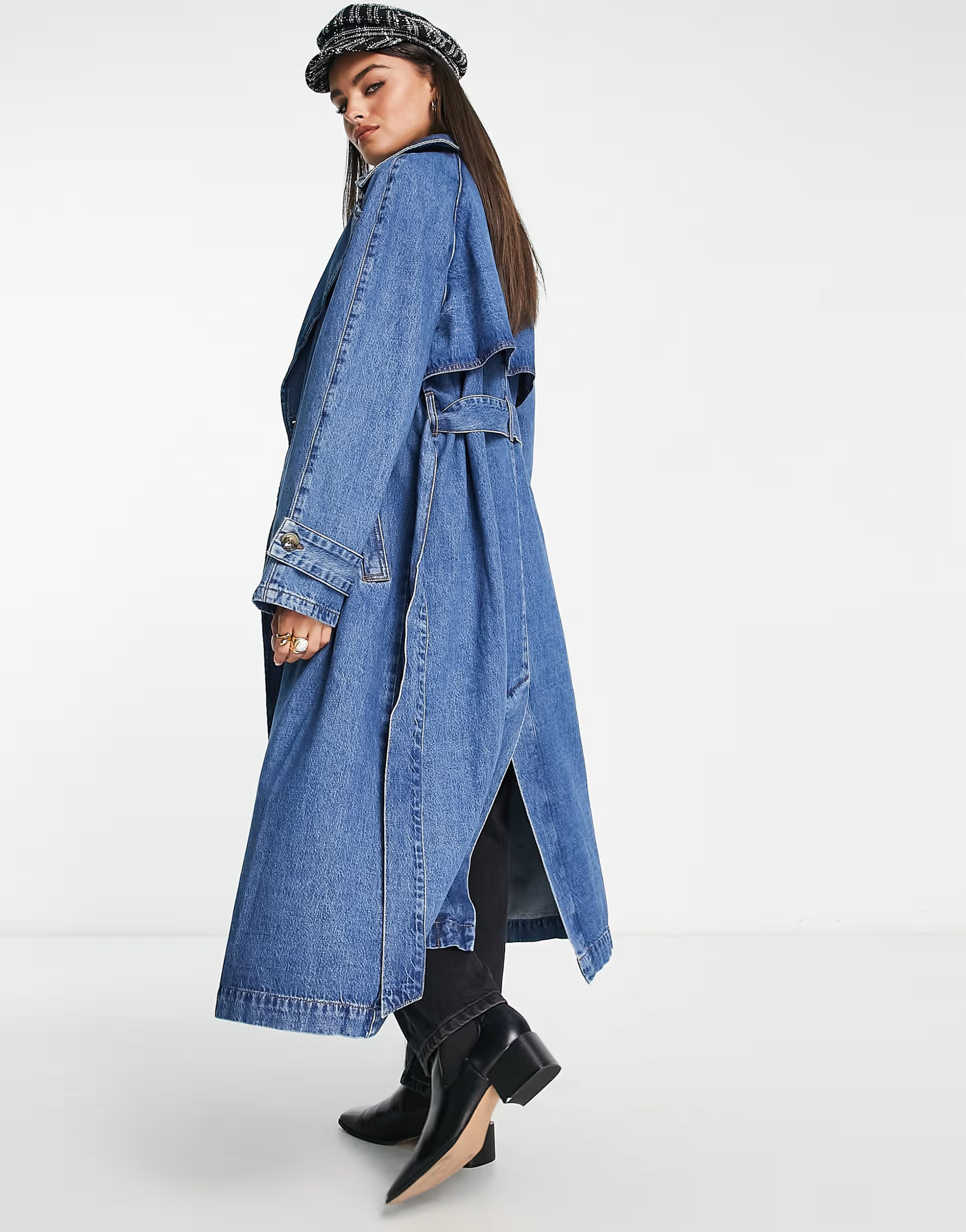 ASOS DESIGN - Trench-coat oversize en jean - Bleu moyen | ASOS (Global)