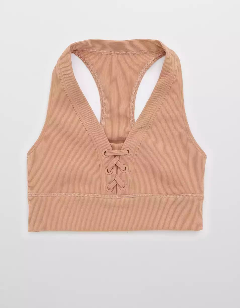 OFFLINE Ribbed Lace Up Sports Bra | American Eagle Outfitters (US & CA)