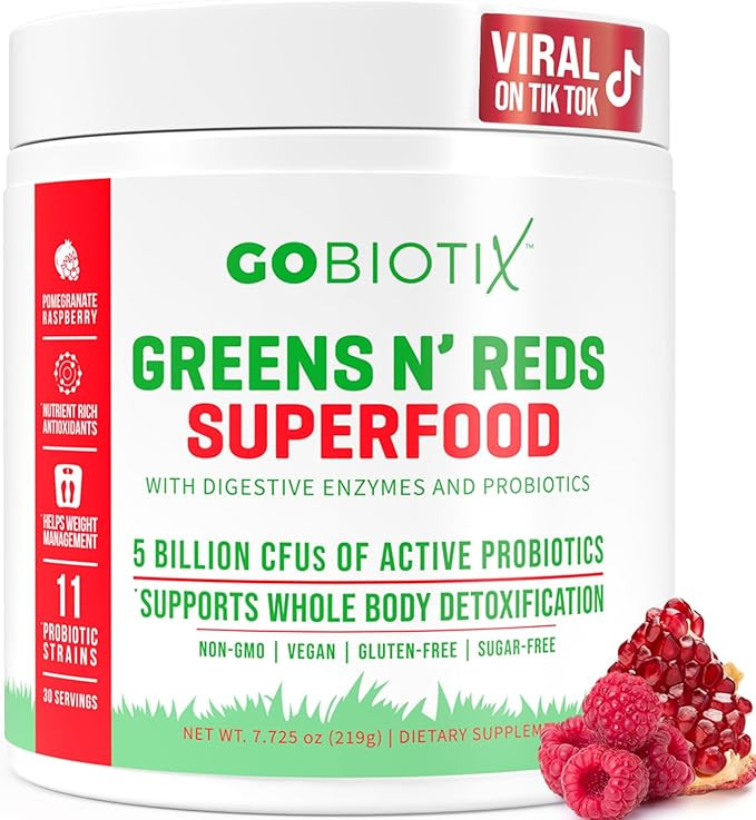 GOBIOTIX Super Greens and Reds Powder - Red and Green Superfood - Probiotic Supplement - Digestiv... | Amazon (US)