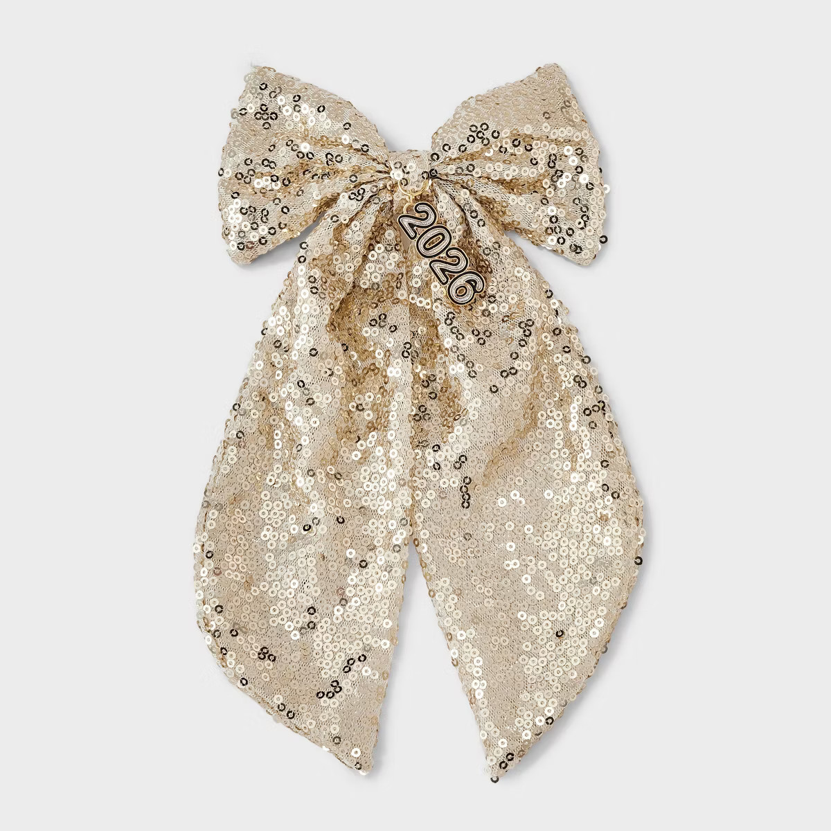 Sequin Hair Bow with 2026 Charm - Gold | Target