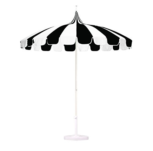 California Umbrella 8.5' Rd. Pagoda Market Umbrella, Silver Pole, 100% Acrylic Black and White Pacif | Amazon (US)