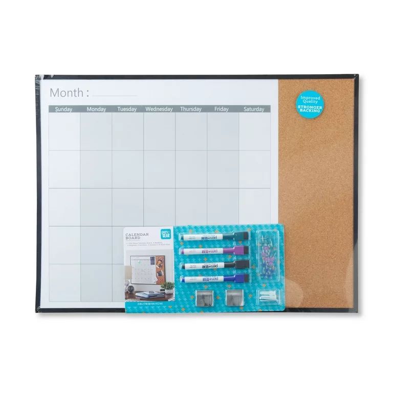 Pen+Gear Magnetic Dry Erase Combination Monthly Calendar Board, 17" x 23" | Walmart (US)