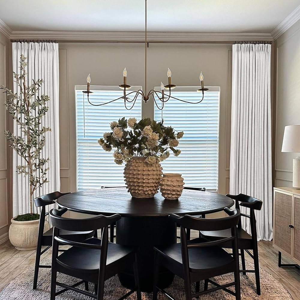 TWOPAGES 52 W x 108 L inch Pinch Pleat Darkening Drape Faux Linen Curtain with Blackout Lining Dr... | Amazon (US)