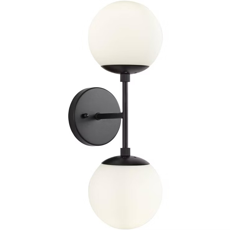 Possini Euro Design Mid Century Modern Wall Light Sconce Black Hardwired 17 3/4" High 2-Light Fix... | Target