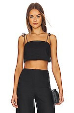 SNDYS Tie Linen Top in Black from Revolve.com | Revolve Clothing (Global)