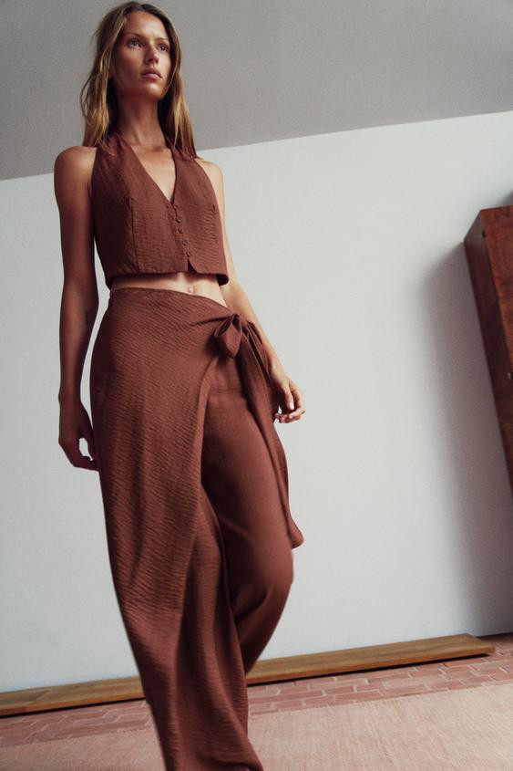 WRAP-STYLE TROUSERS WITH BOW | Zara UK