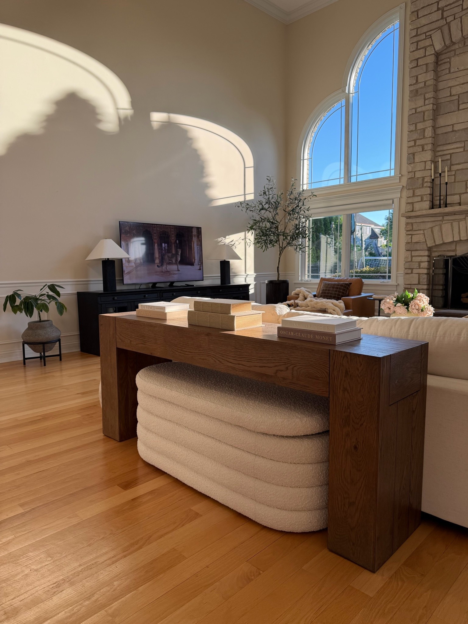 The console table that finished this room 🤍 One of my favorite pieces for adding warmth, contrast and making a large space feel collected — and it’s on sale now.

#LTKHome #LTKSaleAlert