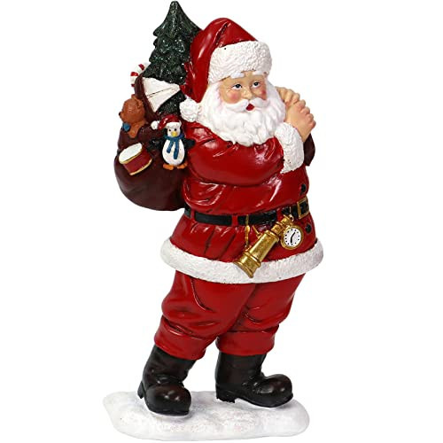 Santa Claus Figurines and Statues - Resin Santa Sculpture with Gift Bag for Mantle, Bookshelf, Tabletop - Christmas, New Year, Holiday Decorations | Amazon (US)