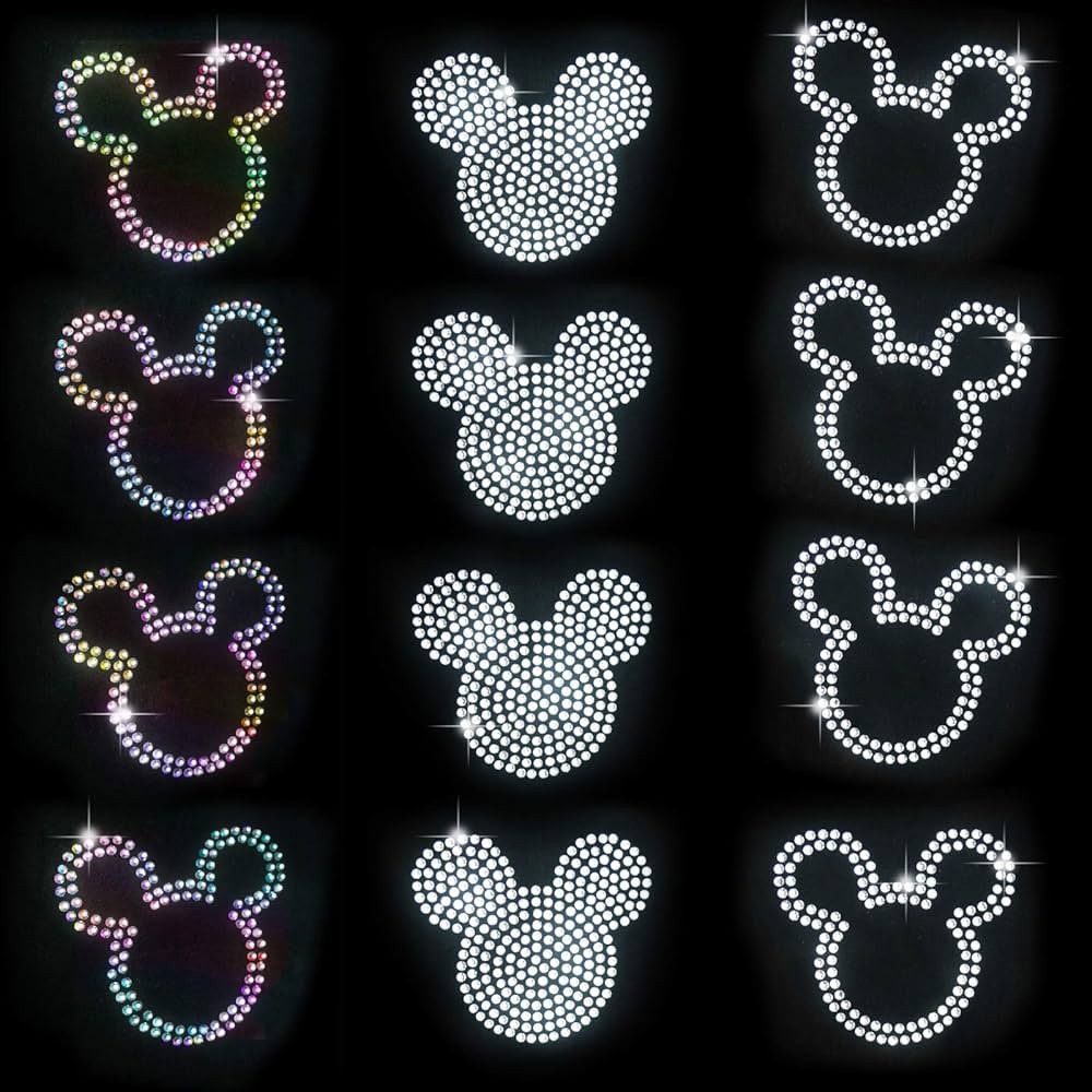 EKOI Iron on Decals for Face Mask - Cute Mouse Rhinestone Transfers Patches Mini Designs Heat Hot... | Amazon (US)
