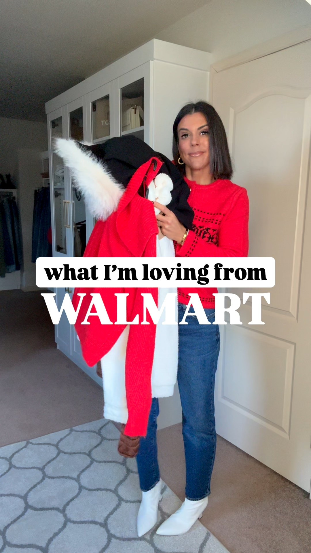 What I’m loving from Walmart! 
I’m in size small in both sweaters, fur coat, and fleece pullover. Sized up one to a medium in fleece bomber jacket for an oversized fit. 
Walmart jeans fit tts, size down if in between. I’m 5’5 for reference. 

#LTKHoliday #LTKSeasonal #LTKFindsUnder100