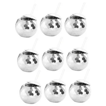 9 PCS Disco Ball Cups, 20 OZ Disco Cups with Straws and Lid, Reusable Flash Ball Tumbler Cocktail Cup for Partys Bar | Walmart (US)