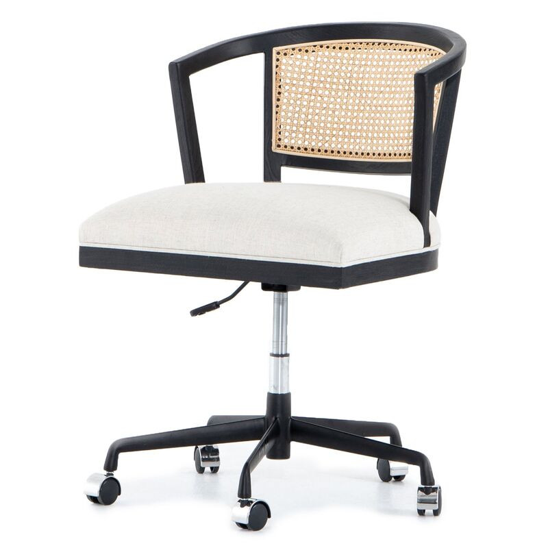 Parker Cane Desk Chair, Brushed Ebony | One Kings Lane