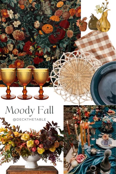Moody Fall Y’all! The deep dark tones paired with rustic boho accents is a stunning tabletop combo! @deckthetable 

#LTKstyletip #LTKhome #LTKSeasonal