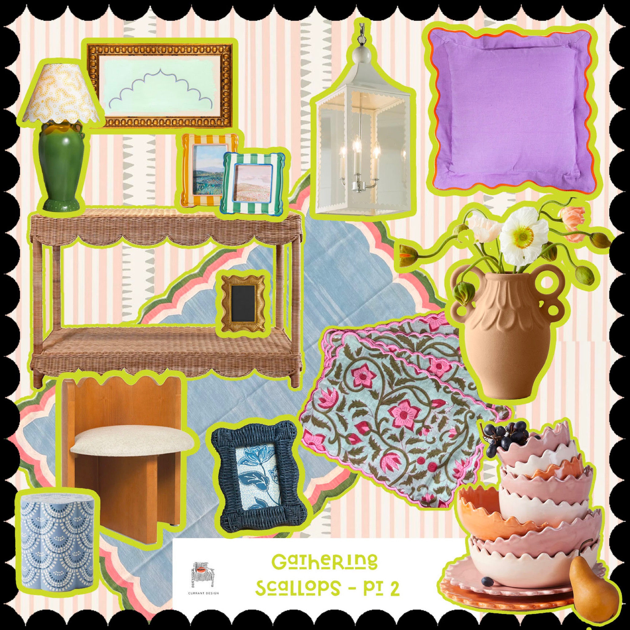 TREND ALERT! 

We’re back again and we’re scouring the ‘net for all things scallops. Guys, they’re on trend and they’re everywhere. They add such flair and personality to your space! Get on the bandwagon and serve up some scallops in your life! #StayCurrant #StayColorful 