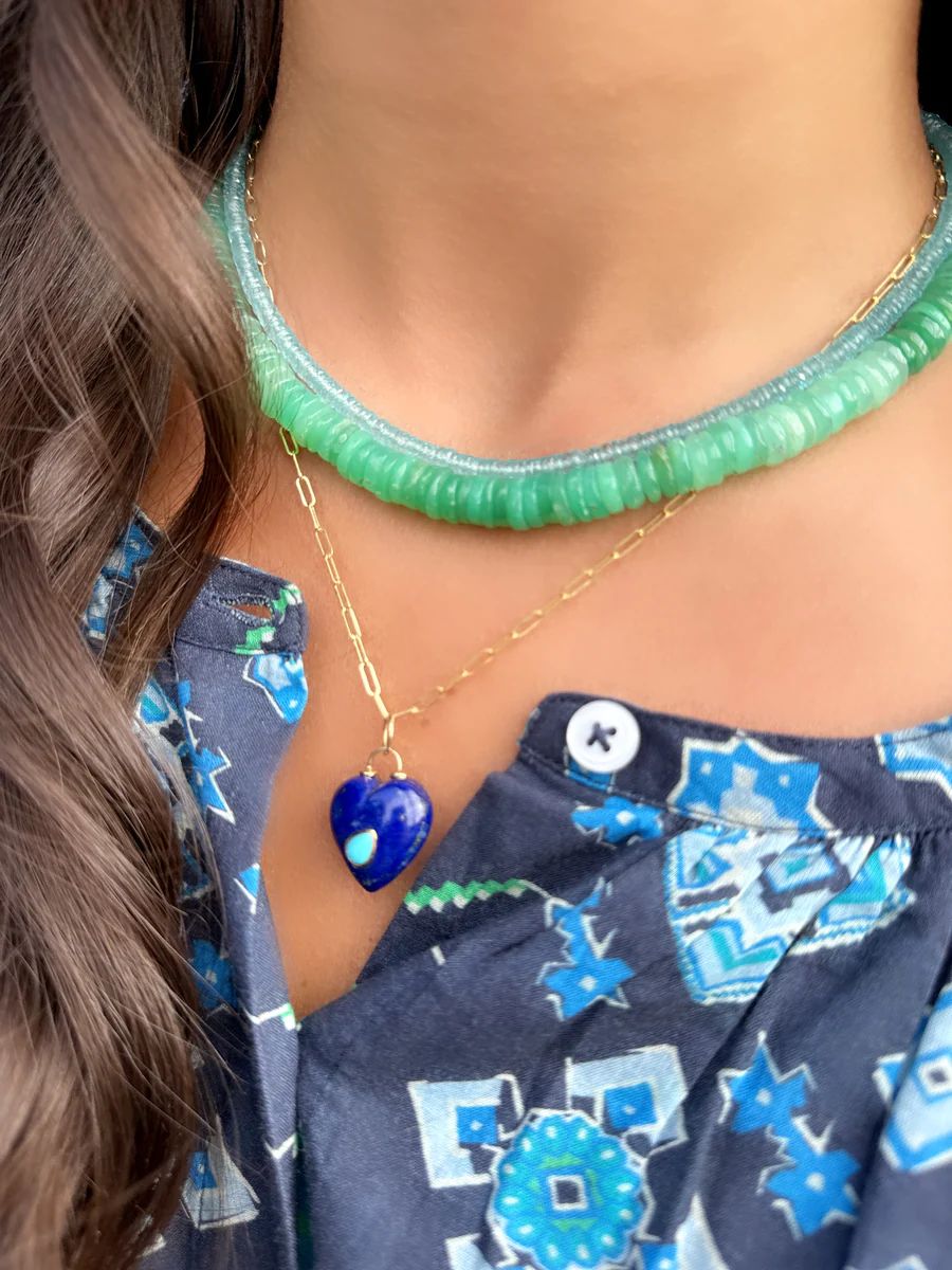 heishi cut chrysoprase candy necklace | Theodosia Jewelry