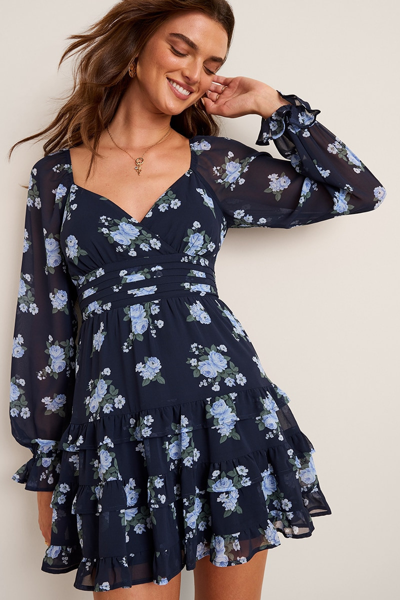 Tracy Floral Long Sleeve Mini Dress | Francesca's