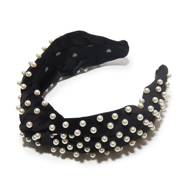 JET PEARL VELVET KNOTTED HEADBAND | LELE SADOUGHI