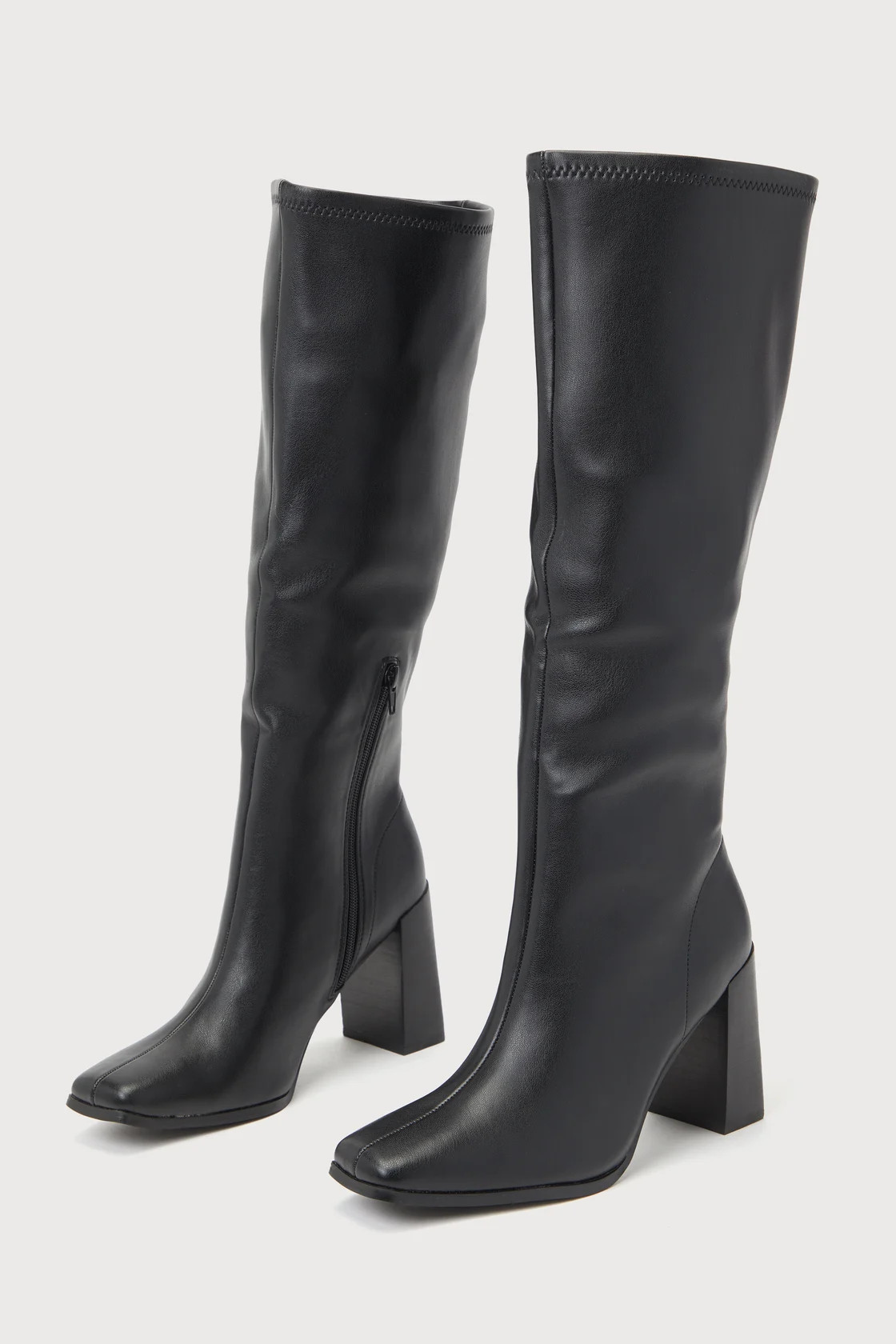 Mary Black Square-Toe Knee-High Boots | Lulus