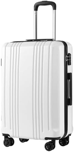 Coolife Luggage PC+ABS Hardshell Suitcase with TSA Lock, Spinner Carry On Lightweight (white, S(2... | Amazon (US)