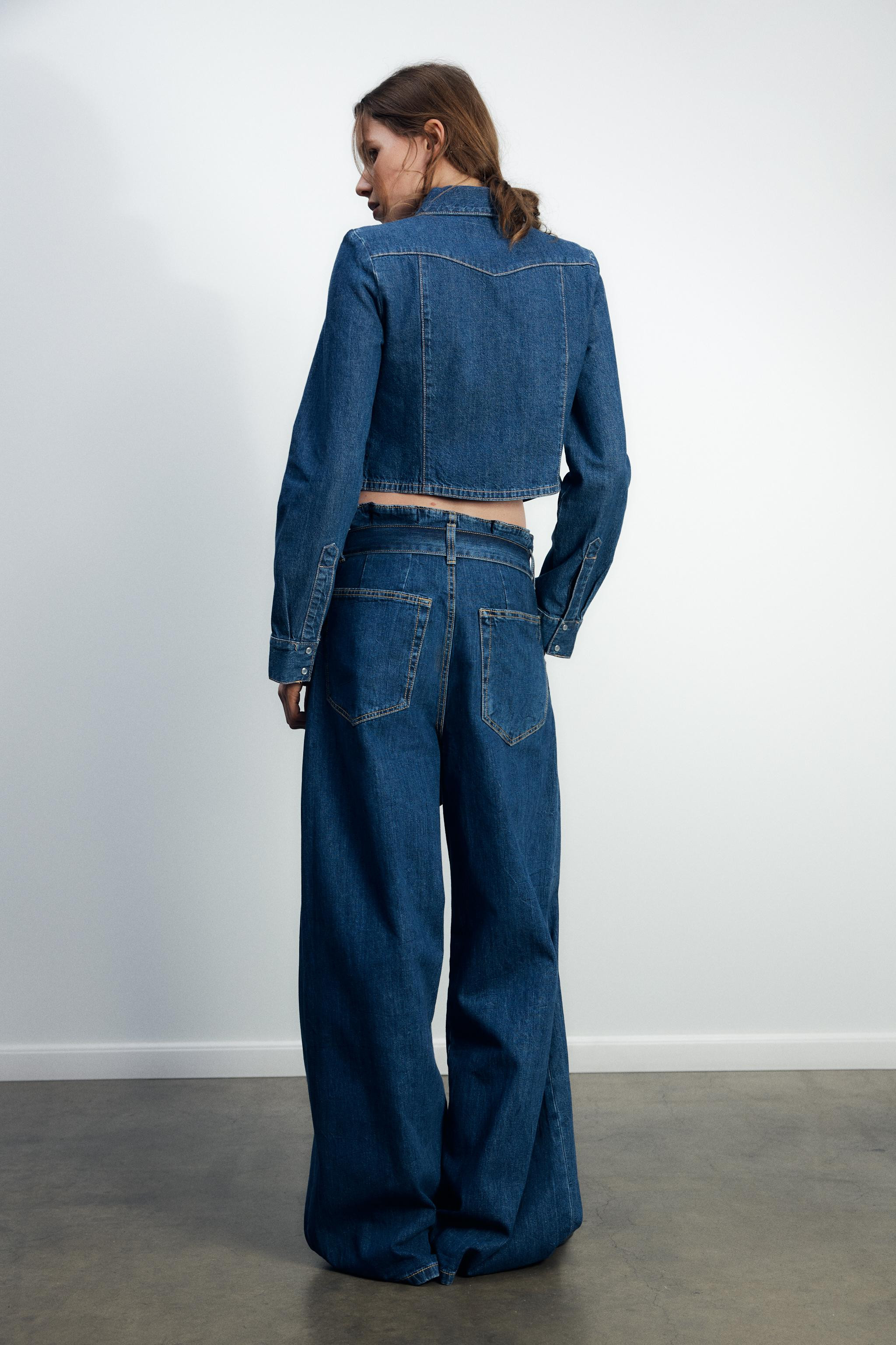 TRF HIGH-WAIST PAPERBAG JEANS WITH BELT | Zara UK