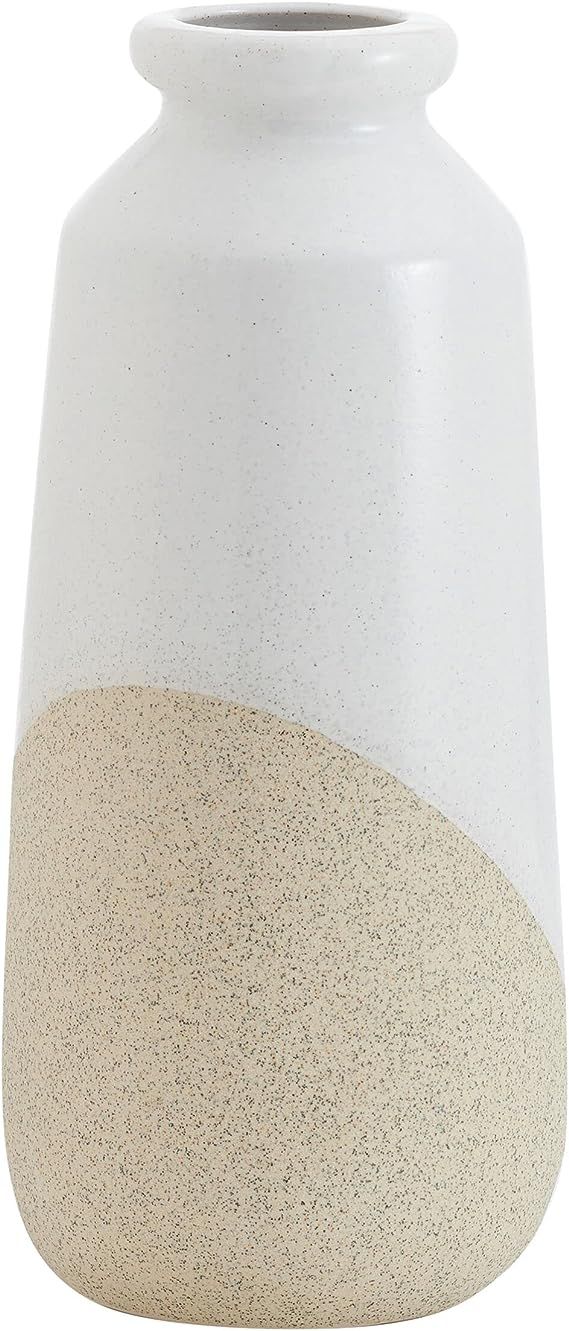 Elements 5.91x5.91x13.39 Inche White and Tan Ceramic Vase, for Display with Faux or Dried Flowers... | Amazon (US)