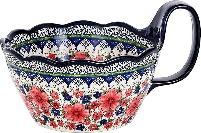 Handpainted Large Soup Bowl with Handle, 34 oz French Onion Soup Bowls Microwave & Oven Safe, Pol... | Amazon (US)