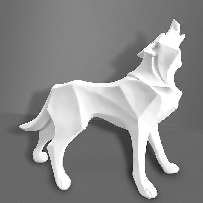 ASNOMY Polyresin White Wolf Figurine Home Decor, Abstract Sculptures Home Decor, Originality Home... | Amazon (US)