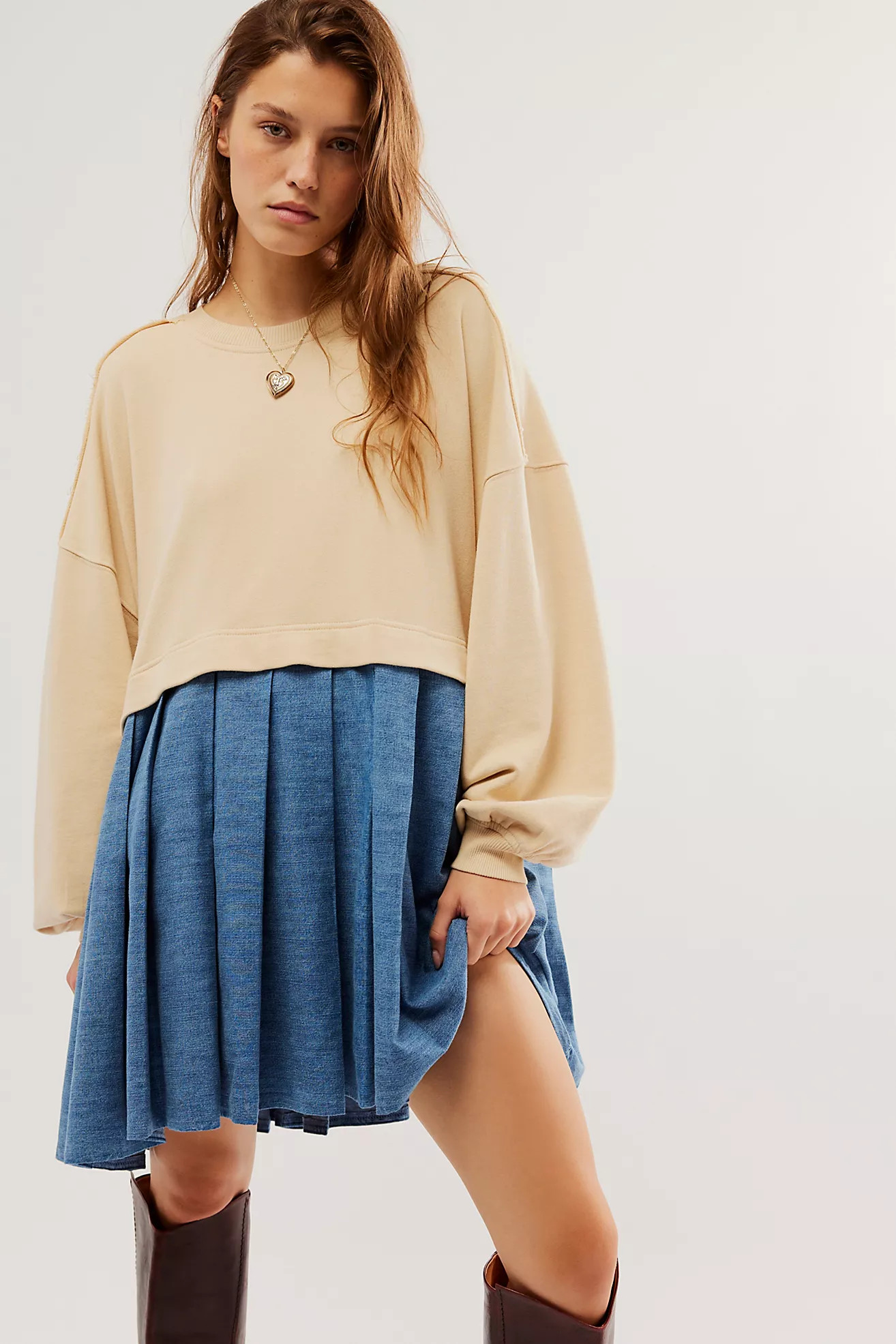 Eleanor Denim Sweatshirt | Free People (Global - UK&FR Excluded)