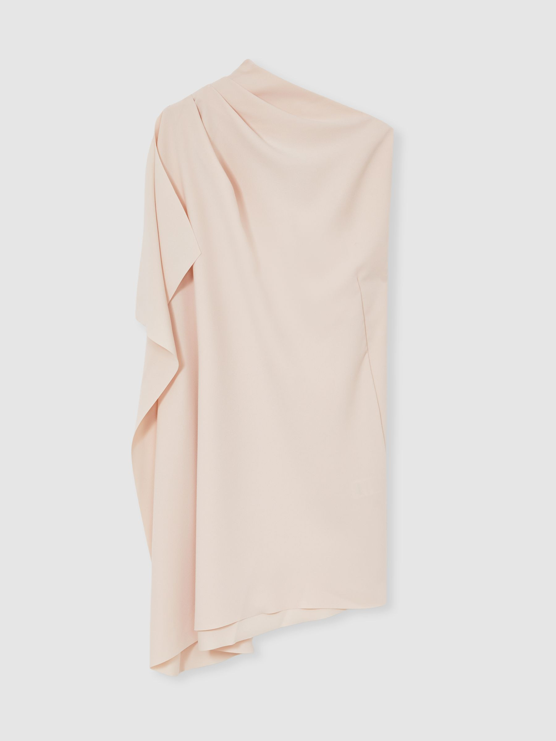 One Shoulder Draped Mini Dress in Pale Pink | Reiss US