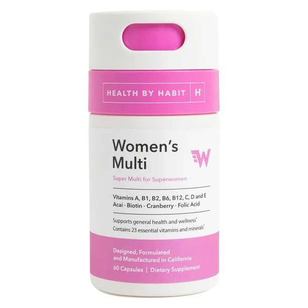 Health By Habit Multi Vitamin for Women, Vitamin Blend, Acai, Biotin, 60 Capsules - Walmart.com | Walmart (US)