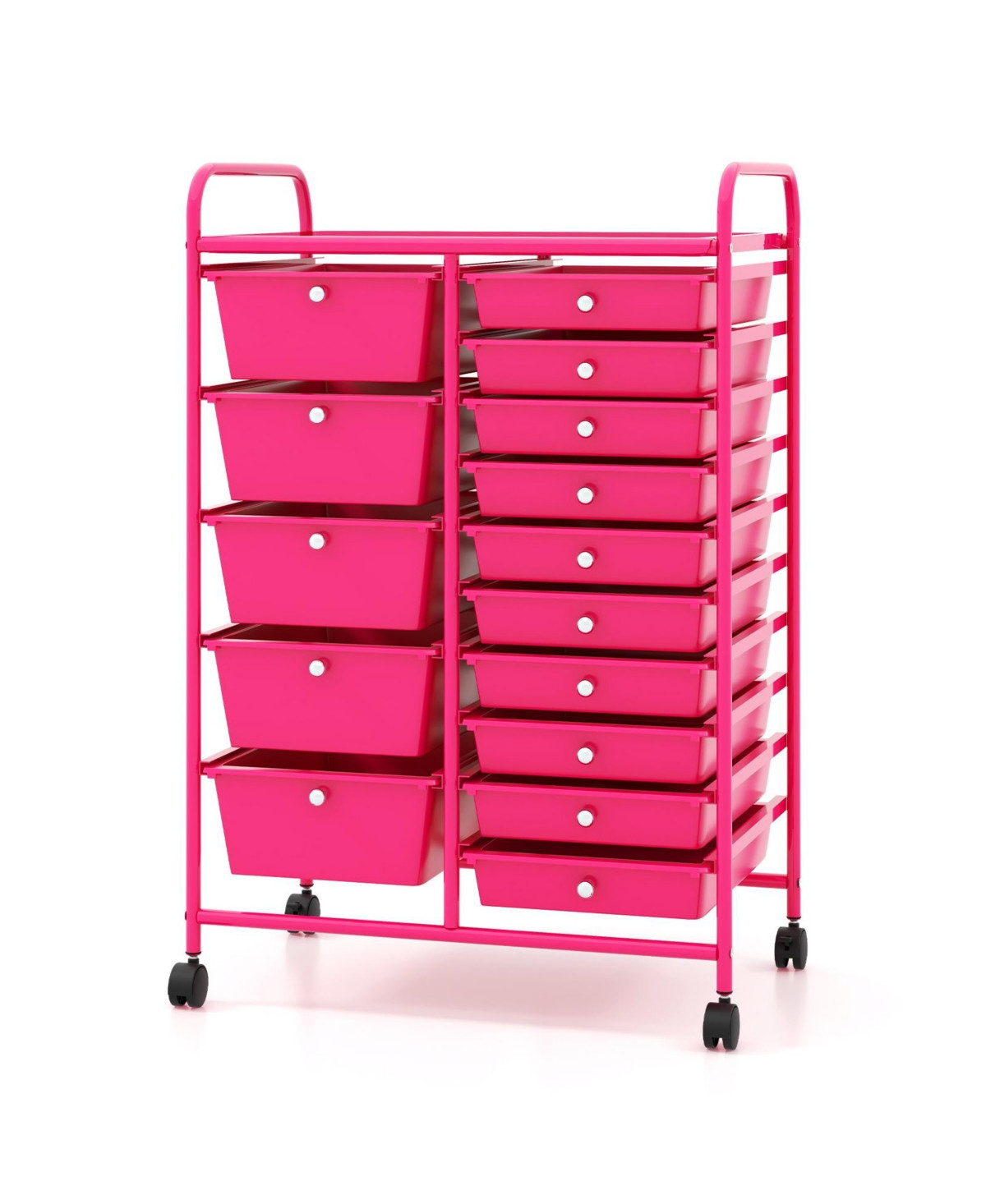 15-Drawer Utility Rolling Organizer Cart with Multi-Use Storage - Pink | Macy's