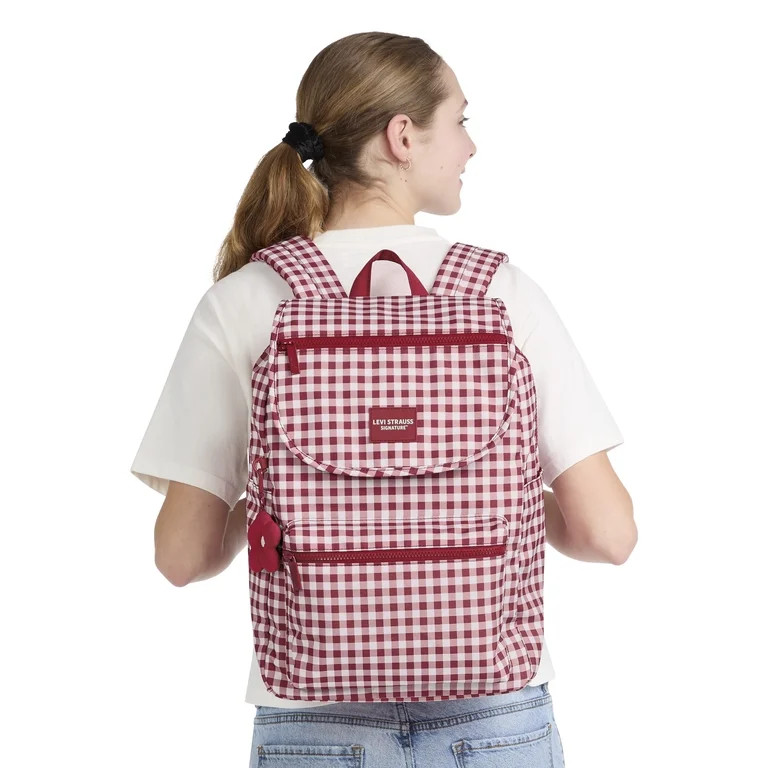 Levi Strauss Signature 17"  Women's Adult Gingham Top Loader Backpack, Chili Pepper | Walmart (US)