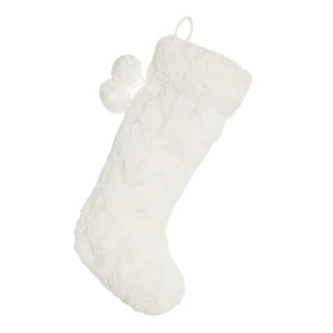 White Diamond Faux Fur Christmas Stocking | World Market