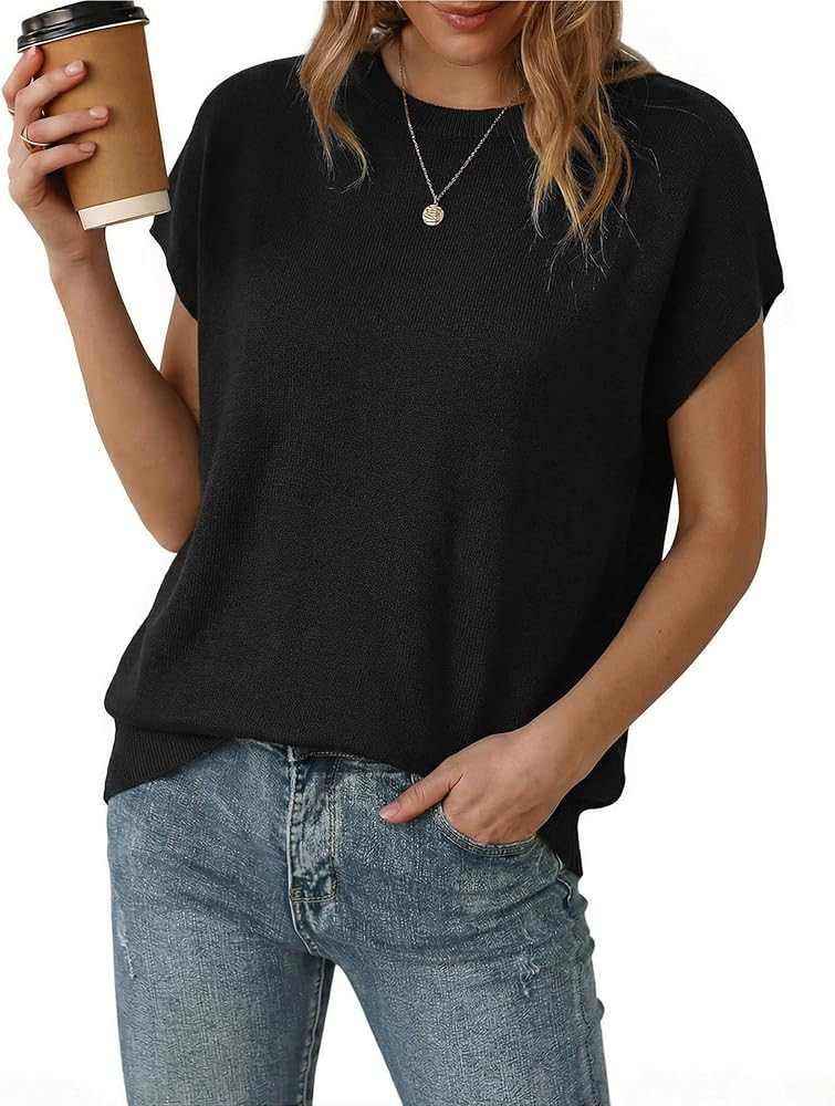 Arach&Cloz Women's Wool Blend Short Sleeve Oversized Sweater Business Casual Tops Summer 2026 | Amazon (US)