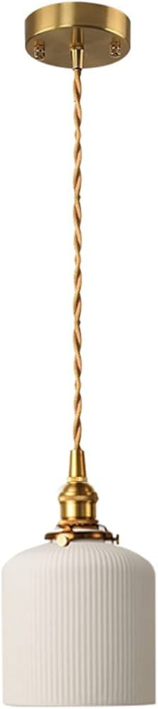 Raincaty Ceramics Pendant Light Fixtures Brass E26 Socket Pendant Lighting White Lamp Shade Ceili... | Amazon (US)