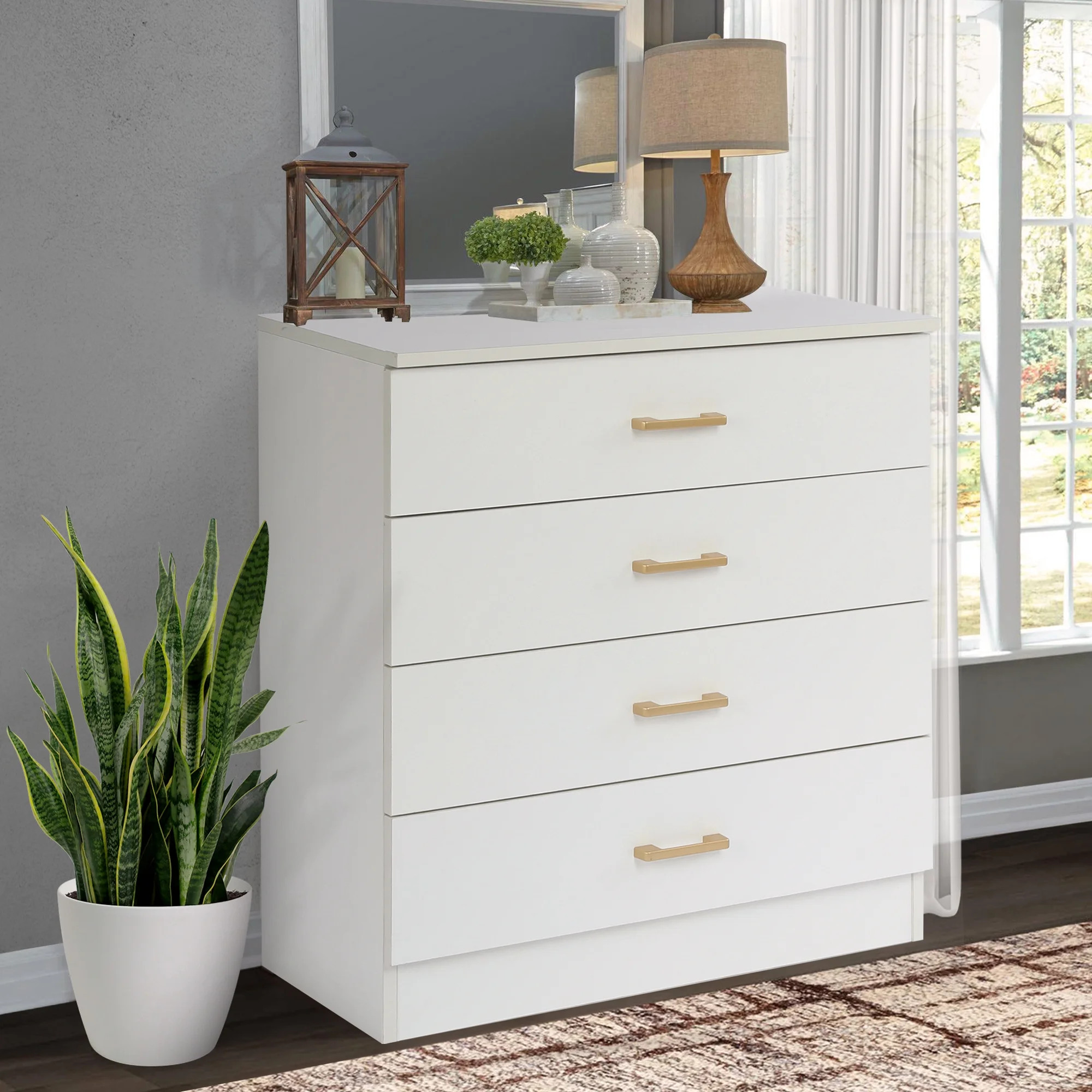 White 4-Drawer Wood Dressers for Bedroom | Walmart (US)