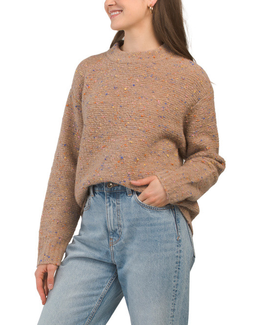 Merino Wool Blend Boxy Mock Potweed Sweater | TJ Maxx