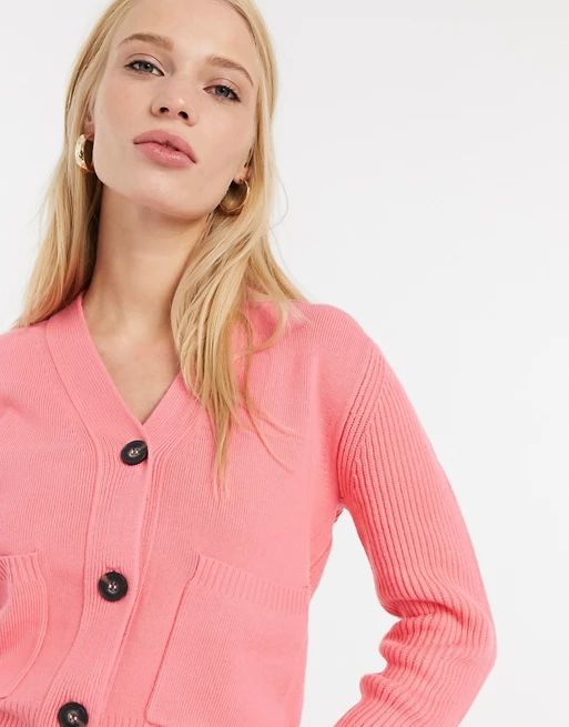 French Connection Babysoft Cropped Cardigan in Light Desert Rose | ASOS (Global)