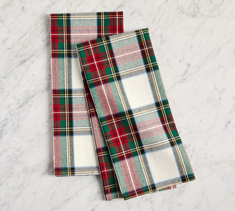 Stewart Plaid Cotton Tea Towels, Set of 2 | Pottery Barn (US)