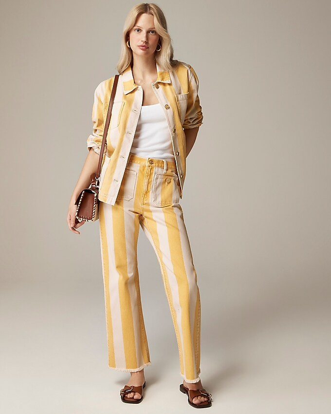 Sailor mid-rise relaxed demi-boot jean in sunflower stripe | J. Crew US