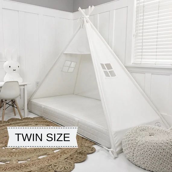 Play Tent Canopy Bed in Cream Canvas - Twin | Etsy (US)