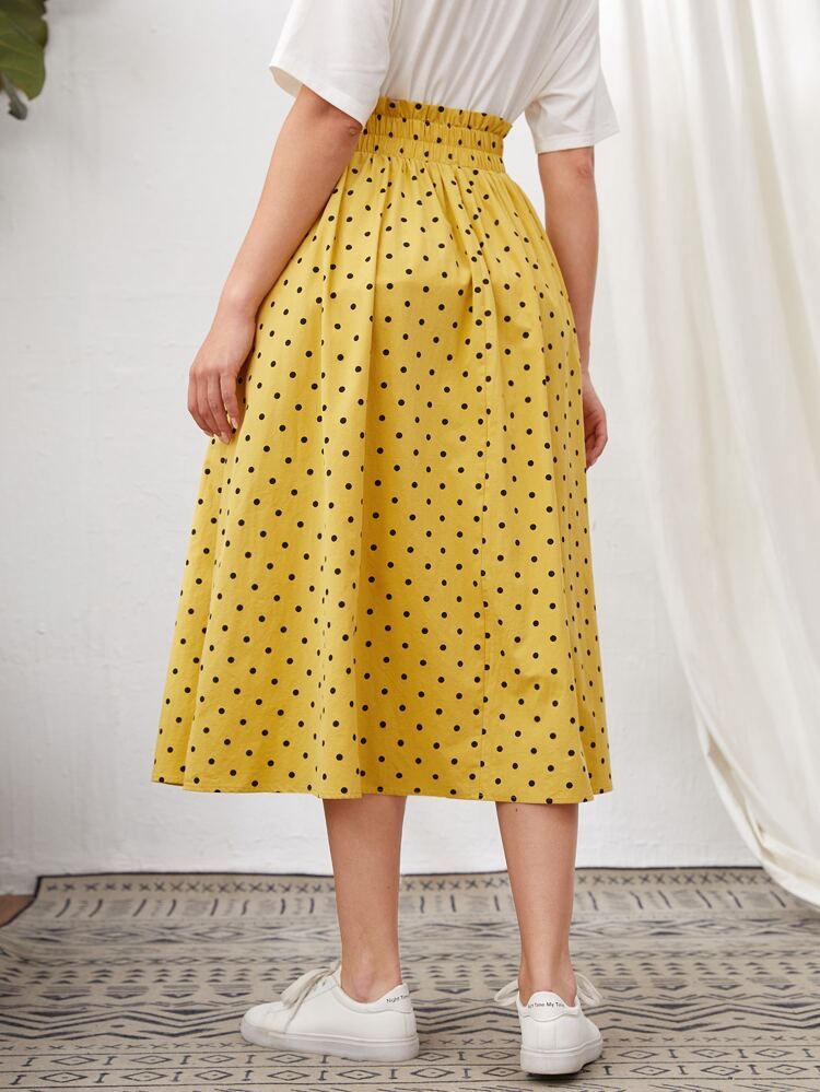 SHEIN Paperbag Waist Polka Dot Skirt | SHEIN